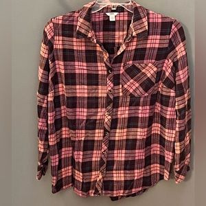 Sonoma Size 1X Plaid Flannel Shirt